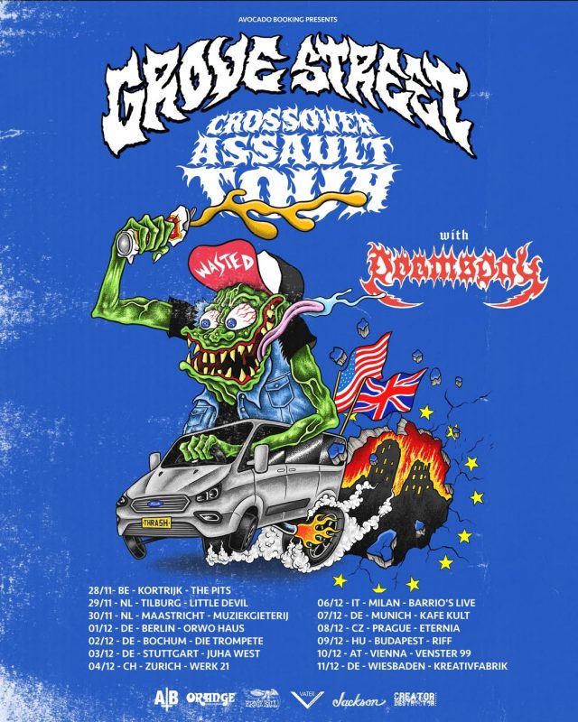 Grove Street Crossover Assault Tour Europe 2025 Hardcore Thrash Metal Poster