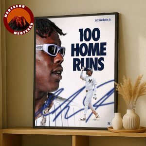 Jazz Chisholm Jr. New York Yankees 100 Career Home Runs MLB Baseball 2025 Poster Explosive Celebration Artwork Home Decor Poster Canvas