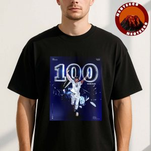 Jazz Chisholm Jr. New York Yankees 100 Career Home Runs MLB Baseball 2025 Poster Vintage Portrait Artwork Unisex T-Shirt