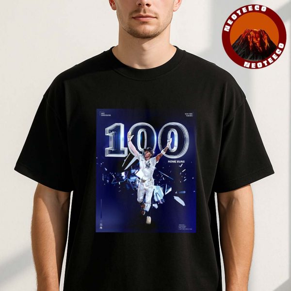 Jazz Chisholm Jr. New York Yankees 100 Career Home Runs MLB Baseball 2025 Poster Vintage Portrait Artwork Unisex T-Shirt