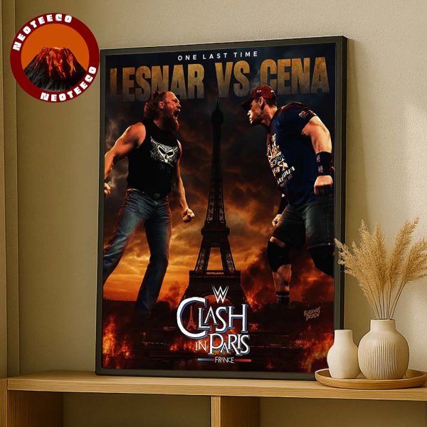 John Cena vs Brock Lesnar Matchup Poster At Clash In Paris France On August 31 2025 Final Match WWE Wrestling Event Home Decor Poster Canvas