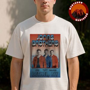 Jonas Brothers Concert Poster At Bethel Woods Center For The Arts In Bethel New York On August 18 2025 Retro Artwork Unisex T-Shirt