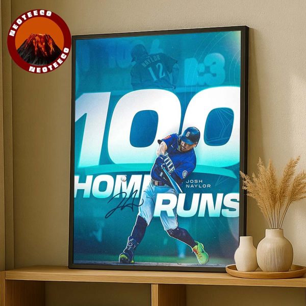 Josh Naylor Seattle Mariners 100 Career Home Runs MLB Baseball 2025 Poster Dynamic Action Artwork Home Decor Poster Canvas