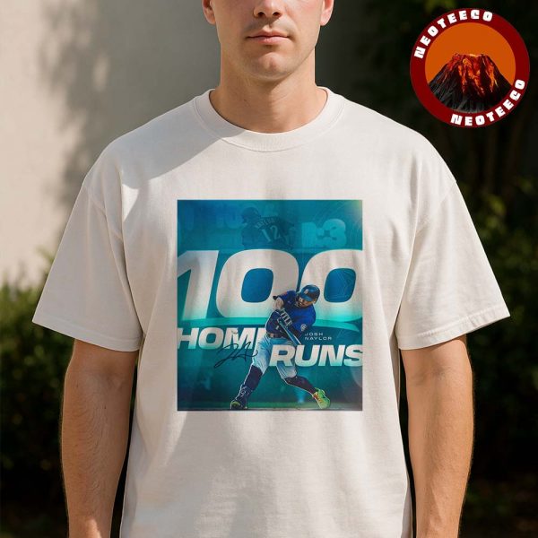 Josh Naylor Seattle Mariners 100 Career Home Runs MLB Baseball 2025 Poster Dynamic Action Artwork Unisex T-Shirt