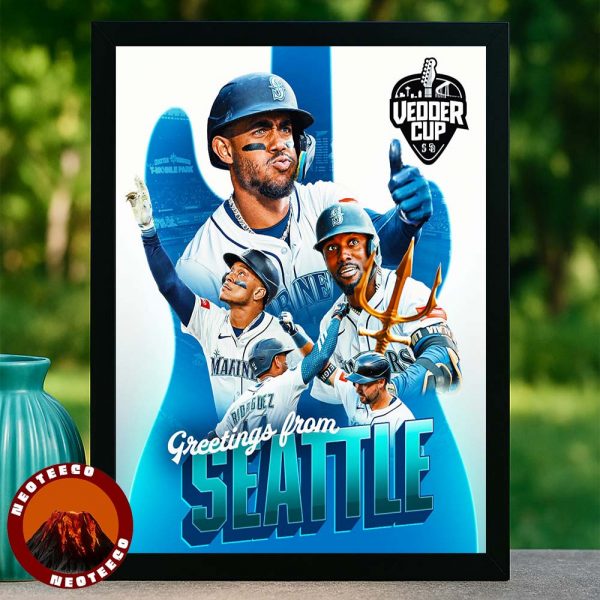 Julio Rodríguez Seattle Mariners Greetings From Seattle At Vedder Cup Baseball 2025 Collectible Poster Vibrant Artwork Home Decor Poster Canvas
