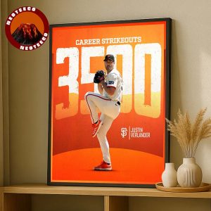 Justin Verlander San Francisco Giants 3500 Career Strikeouts MLB Baseball 2025 Home Decor Poster Canvas