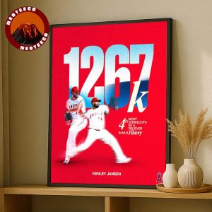 Kenley Jansen Poster At Angel Stadium In Anaheim On 2025 Strikeout Record Highlight MLB Baseball Home Decor Poster Canvas