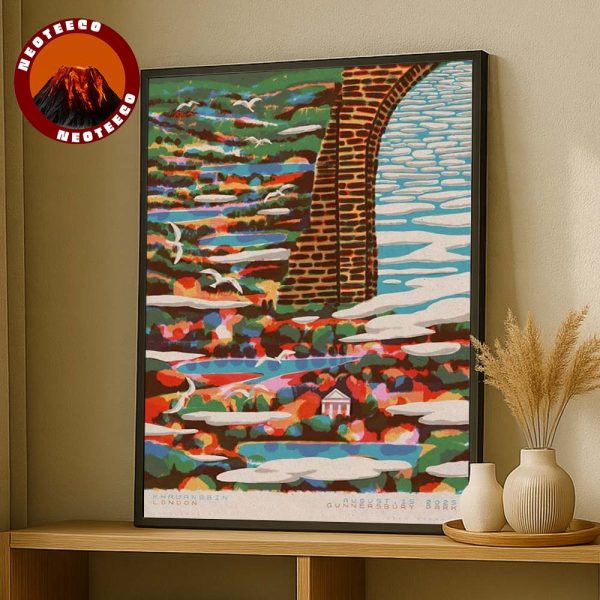 Khruangbin Gig Poster At Gunnersbury Park In London UK On August 15 2025 Psychedelic Bridge Artwork Home Decor Poster Canvas