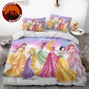 Kids Bedding Set Disney Princess Pink Duvet Cover Cartoon Fairy Tale Bedroom Gift