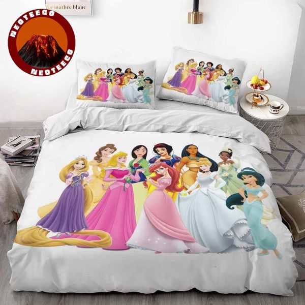 Kids Disney Princess Bedding Set Pink Duvet Cover Cartoon Fairy Tale Bedroom Essentials