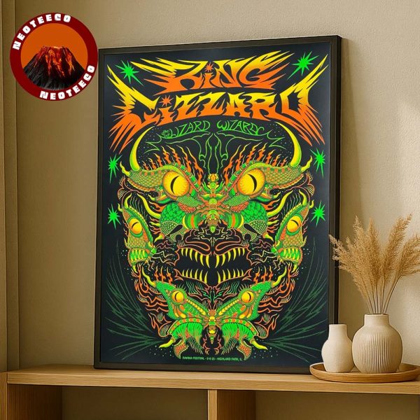 King Gizzard And The Lizard Wizard Poster At Ravinia Festival In Highland Park IL On August 8 2025 With Psychedelic Dragon Artwork Home Decor Poster Canvas