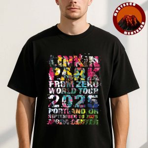 Linkin Park Concert Poster From Zero World Tour At Moda Center In Portland Oregon On September 19 2025 Glitch Typography Artwork Unisex T-Shirt