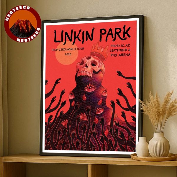 Linkin Park Concert Poster From Zero World Tour At PHX Arena In Phoenix Arizona On September 6 2025 Skull Mountain Artwork Home Decor Poster Canvas