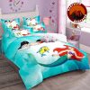 Little Mermaid Bedding Set Ariel Princess Duvet Cover with Pillowcases for Kids Girls Pink Ocean Style