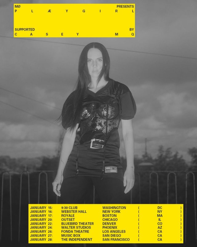 MØ Concert Tour Poster Playgirl Tour In US Cities January 2025 With Casey MQ