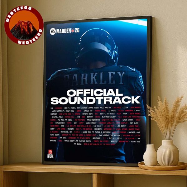 Madden NFL 26 Official Soundtrack Poster EA Sports Featuring Saquon Barkley Player Lineup Home Decor Poster Canvas