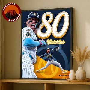 Milwaukee Brewers Baseball Poster 80 Wins Highlight MLB Baseball 2025 Victory Celebration Home Decor Poster Canvas