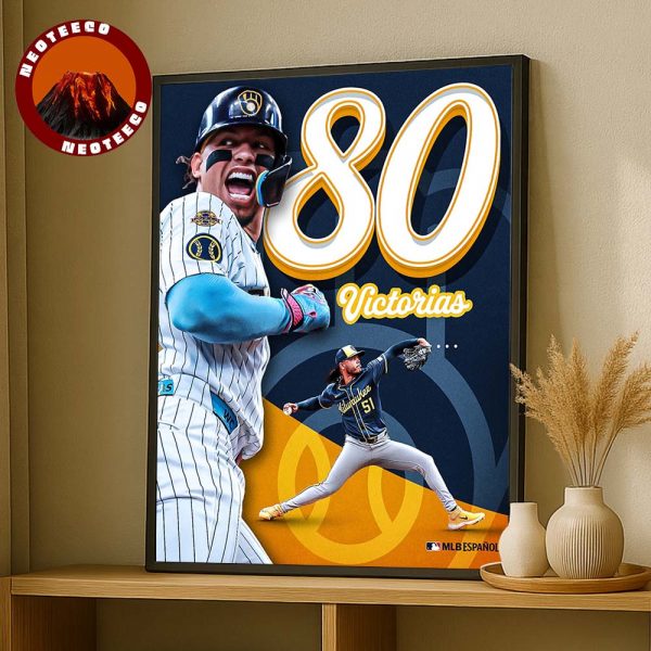 Milwaukee Brewers Baseball Poster 80 Wins Highlight MLB Baseball 2025 Victory Celebration Home Decor Poster Canvas
