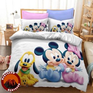 Minnie Bedding Set Disney Mickey Cartoon Couple Theme for Double Queen King Beds