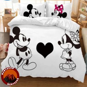 Minnie and Mickey Disney Bedding Set Pink Red Hearts Cute Kids Bedroom Decor