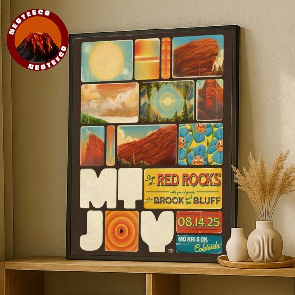 Mt. Joy Concert Poster At Red Rocks In Morrison CO On August 14 2025 Retro Landscape Artwork Home Decor Poster Canvas