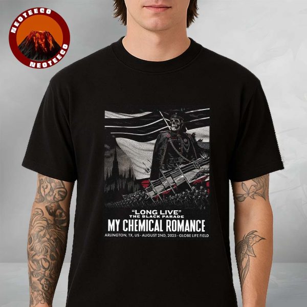 My Chemical Romance Concert Print At Globe Life Field In Arlington TX On August 2 2025 The Black Parade Revival Art Unisex T-Shirt
