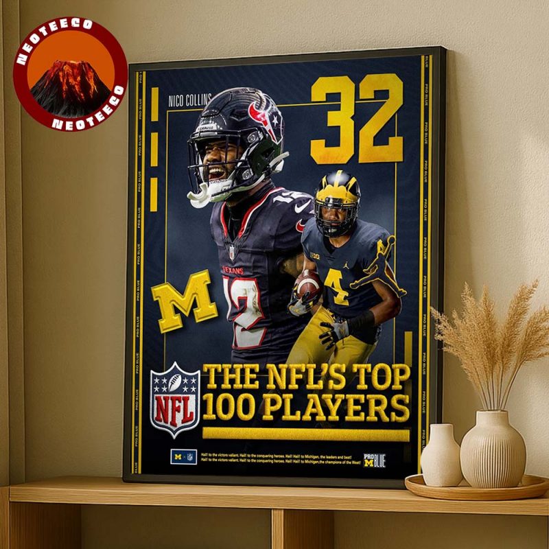 Nico Collins Sports Poster At In On NFL Top 100 2024 Highlight NFL American Football Home Decor Poster Canvas
