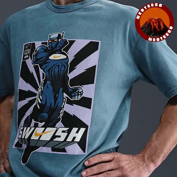 Nike Swooshman Blue Graphic Top At Summer 2025 Collection Forgotten Superhero Purple Black Artwork Unisex T-Shirt