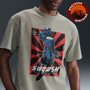 Nike Swooshman Dark Grey Graphic Top At Summer 2025 Collection Forgotten Superhero Red Black Artwork Unisex T-Shirt