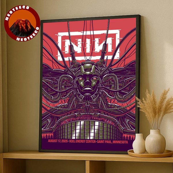 Nine Inch Nails Poster At Xcel Energy Center In Saint Paul Minnesota On August 17 2025 Limited Edition Cyberpunk Artwork Home Decor Poster Canvas