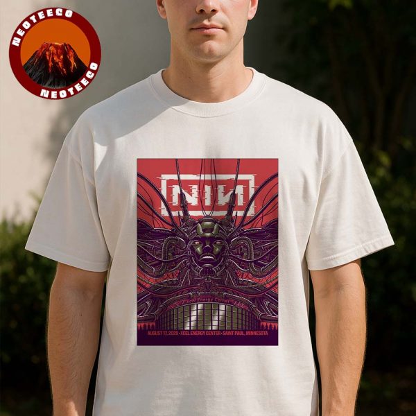 Nine Inch Nails Poster At Xcel Energy Center In Saint Paul Minnesota On August 17 2025 Limited Edition Cyberpunk Artwork Unisex T-Shirt