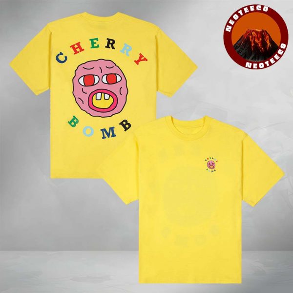 Tyler The Creator Official Cherry Bomb Face Tee Golf Wang Yellow Graphic Two Sides Unisex T-Shirt