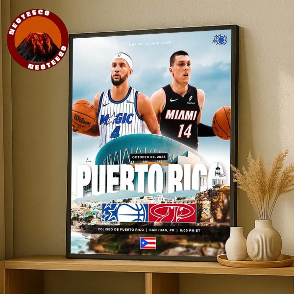 Orlando Magic vs Miami Heat Basketball Matchup Poster At Coliseo De Puerto Rico On October 4 2025 NBA Preseason Game NBA Basketball Home Deco Poster Canvas
