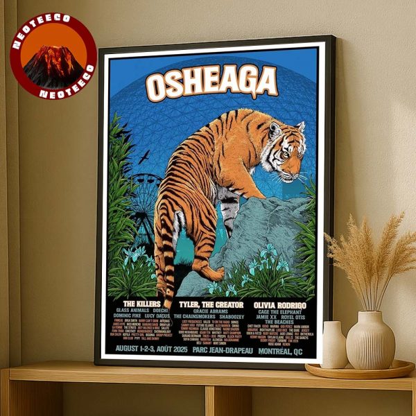 Osheaga Festival Poster In Montreal QC On August 1 To 3 2025 With Tiger Dome Nature Illustration Home Decor Poster Canvas