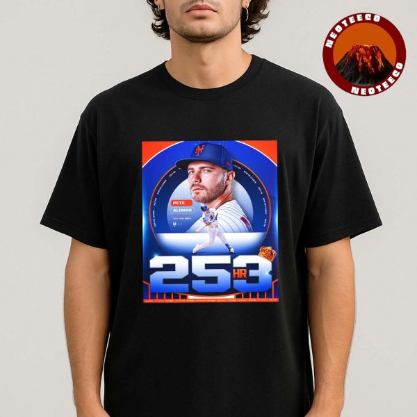 Pete Alonso New York Mets All-Time Home Run Leader 253 HR 2025 MLB Baseball Poster Victory Celebration Artwork Unisex T-Shirt