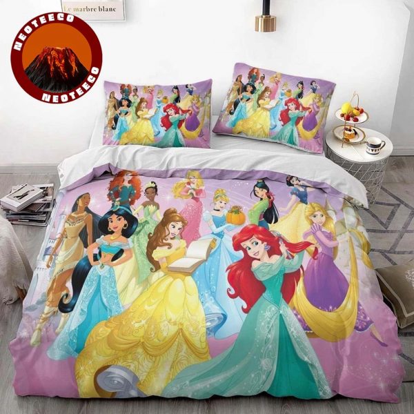 Princess Bedding Set for Girls Disney Pink Duvet Cover Ariel Cinderella Belle Snow White