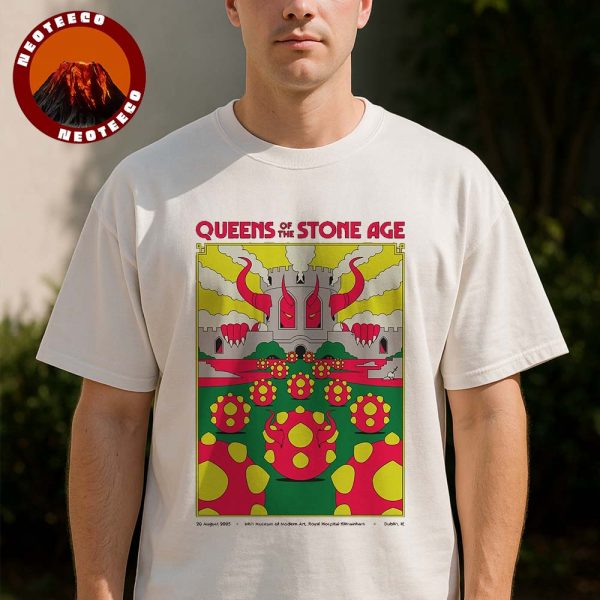 Queens Of The Stone Age Concert Poster At Irish Museum Of Modern Art Royal Hospital Kilmainham In Dublin Ireland On August 20 2025 Demon Castle Artwork Unisex T-Shirt