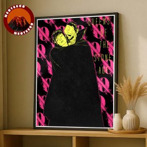 Queens Of The Stone Age Like Clockwork Poster With Neon Vampire Design And Flocked Pink Logo Background Home Decor Poster Canvas