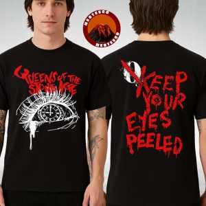 Queens Of The Stone Age T-Shirt Keep Your Eyes Peeled With Melting Clock Eye Graphic Two Sides Unisex T-Shirt