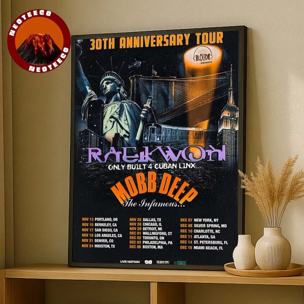 Raekwon & Mobb Deep 30th Anniversary Tour Hip Hop Concert 2024 Poster Urban Artwork Home Decor Poster Canvas