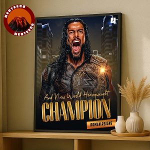 Roman Reigns WWE Champion Poster With Belt And Victory Scream 2025 Wrestling Artwork Home Decor Poster Canvas
