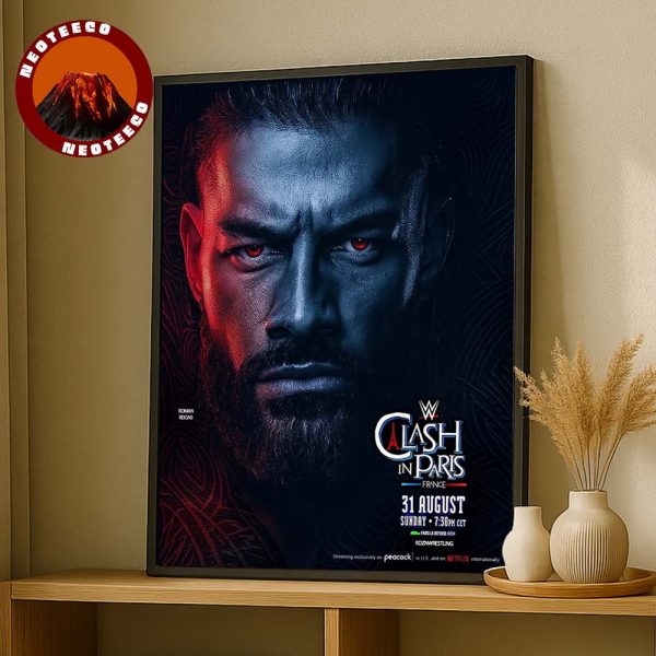 Roman Reigns WWE Clash In Paris Poster On August 31 2025 With Red And Blue Eyes Concept Wrestling Art Print Home Decor Poster Canvas