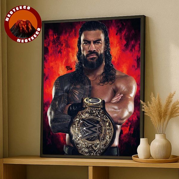 Roman Reigns WWE World Heavyweight Champion Wrestling Home Decor Poster Canvas