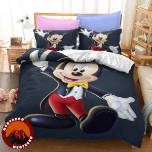 Romantic Disney Bedding Set Mickey Minnie Couple Print Pink Bedroom Decoration