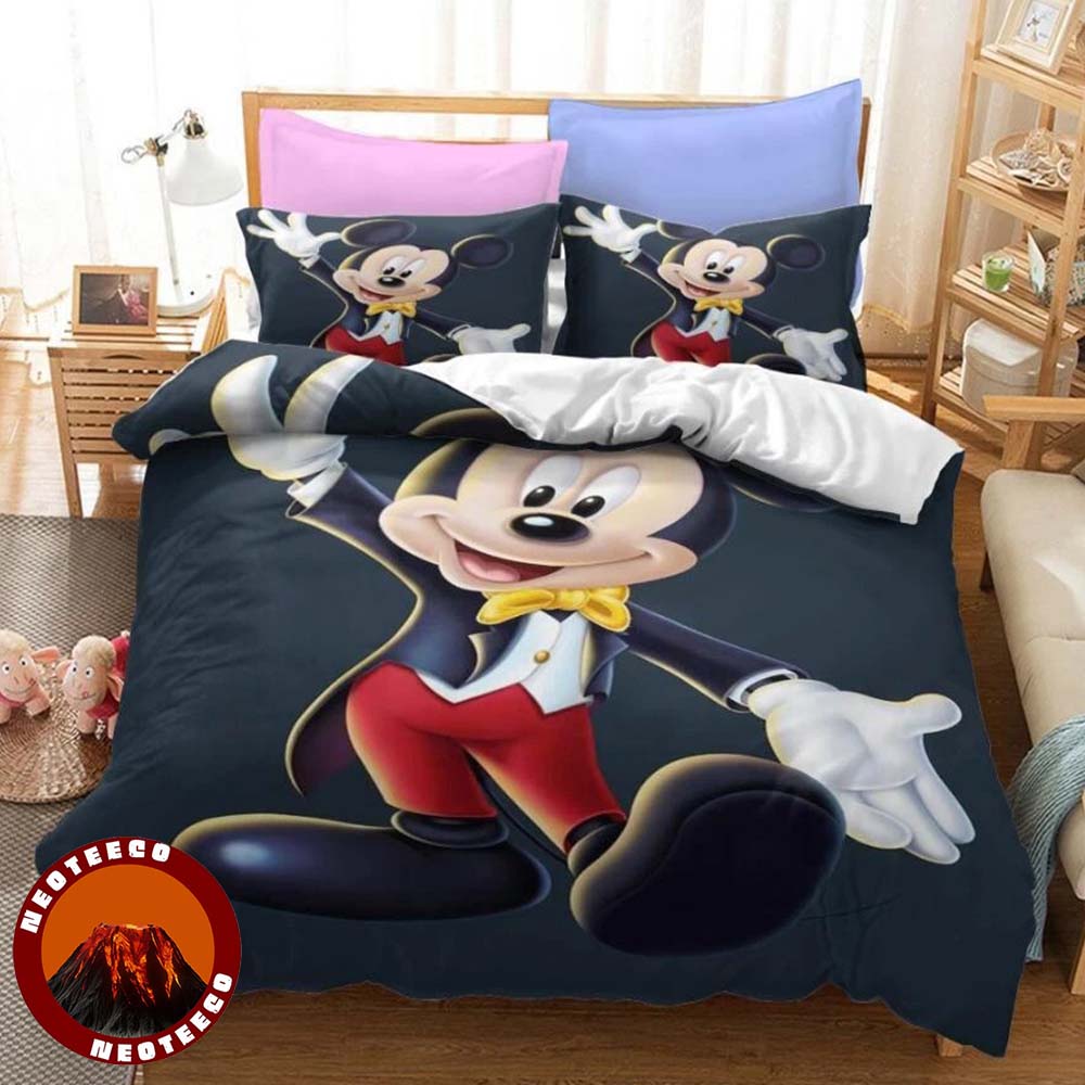 Romantic Disney Bedding Set Mickey Minnie Couple Print Pink Bedroom Decoration