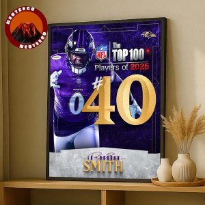 Roquan Smith Poster NFL Top 100 Players 2025 Number 40 Baltimore Ravens Linebacker American Football Artwork Home Decor Poster Canvas