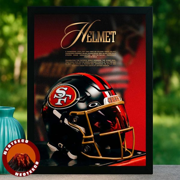 San Francisco 49ers Helmet Poster NFL Football Gear Design 2025 Black Red Gold Edition Home Decor Poster Canvas