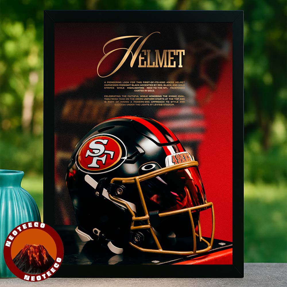 San Francisco 49ers Helmet Poster NFL Football Gear Design 2025 Black Red Gold Edition Home Decor Poster Canvas