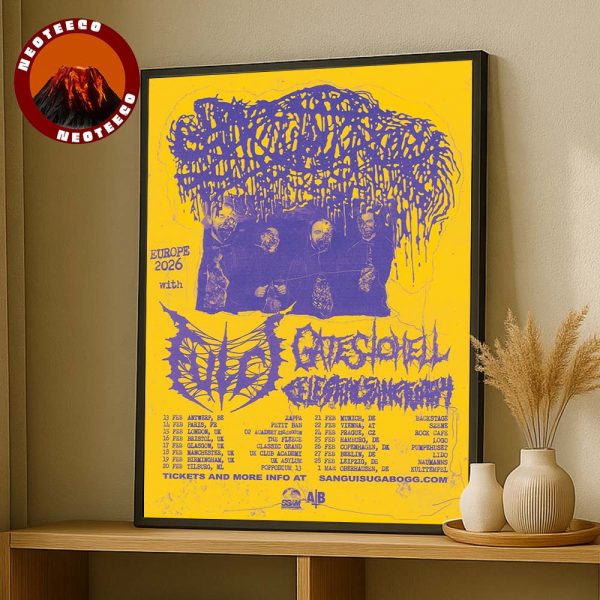 Sanguisugabogg Europe Tour Dates Poster With Undeath Gates To Hell Celestial Sanctuary 2026 Home Decor Poster Canvas