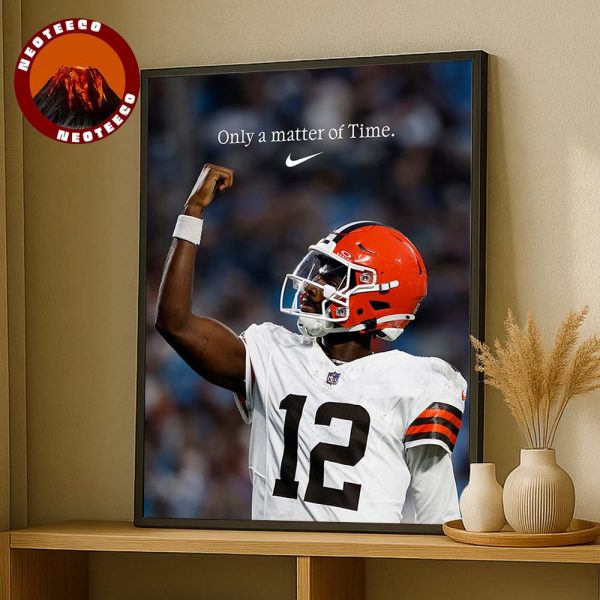 Shedeur Sanders Nike Poster With Only A Matter Of Time Quote Football Artwork Home Decor Poster Canvas